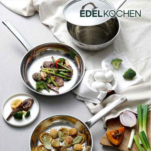 [Chính hãng Edelkochen] Chảo Edelkochen Prism 3 lớp không xi Inox 304 đúc liền sử dụng cho mọi loại bếp