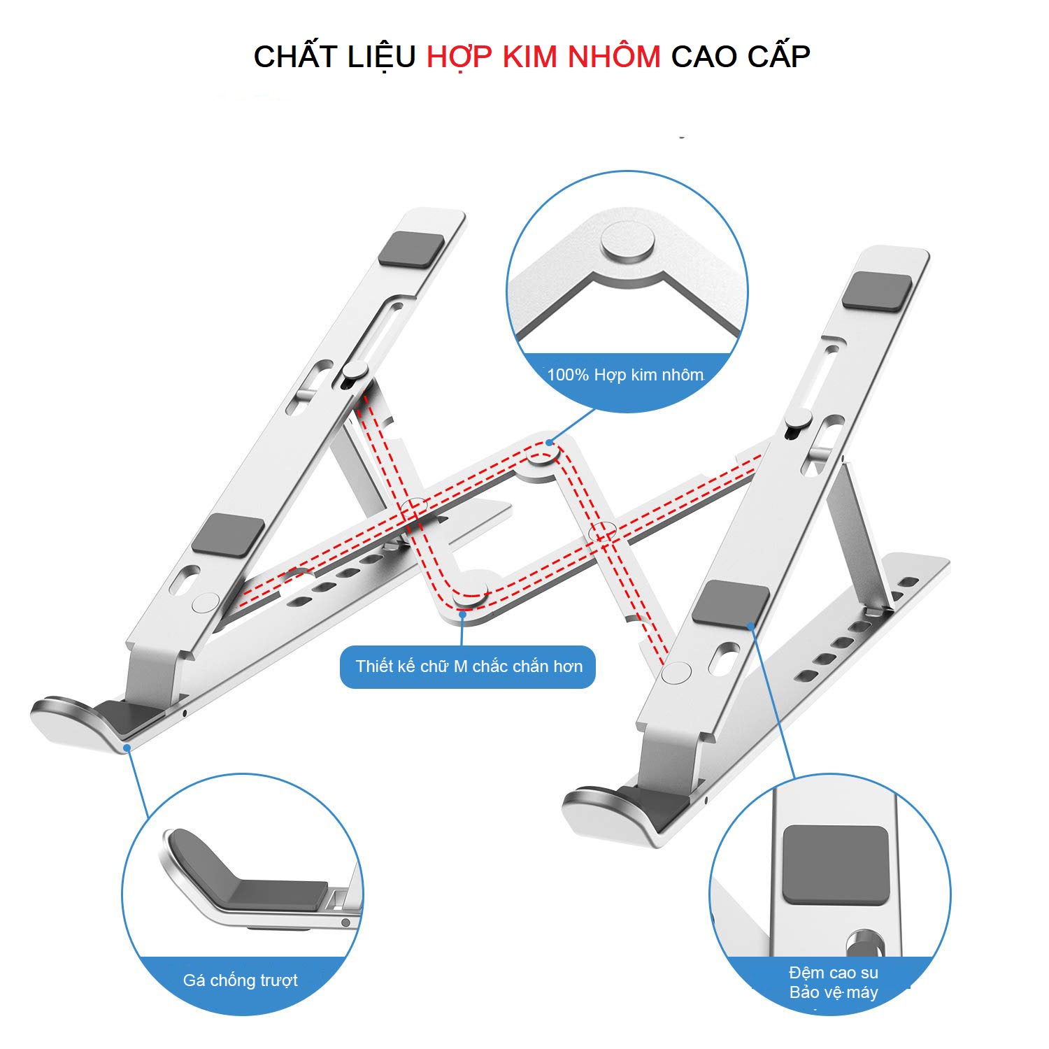 Đế Tản Nhiệt Cao Cấp Dành Cho Macbook, Laptop - Thiết Kế Sang Trọng - Tiện Lợi Cho Việc Mang Theo - Tùy Chỉnh Độ Cao Và Gấp Gọn - Chất Liệu Hợp Kim Nhôm - Hàng Chính Hãng - VinBuy