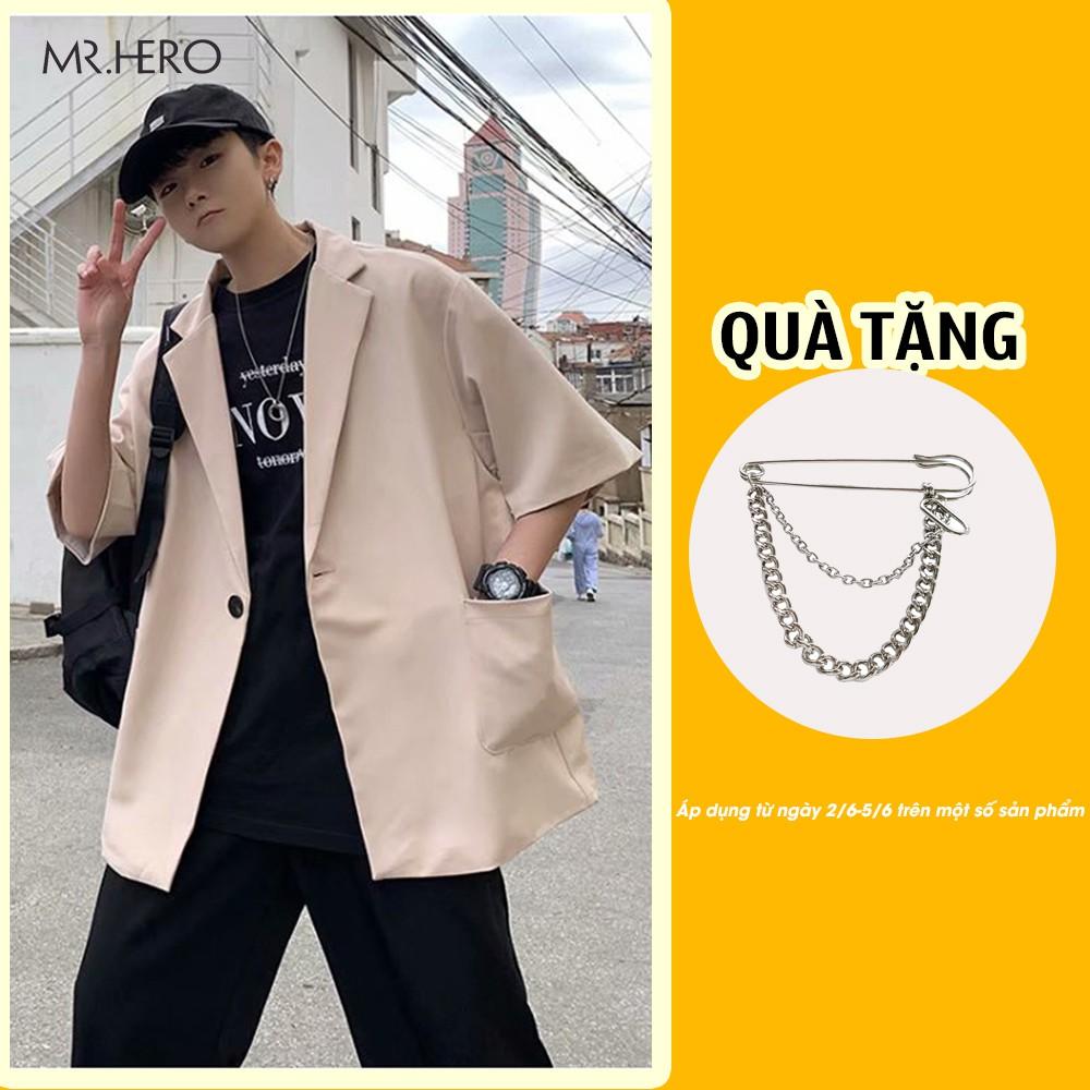Áo blazer tay lỡ unisex áo vest form rộng nam hè thu phong cách Hàn Quốc-BZ05