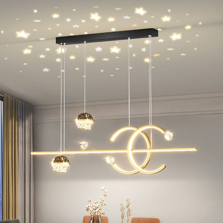 Đèn thả hiện đại,SuperVilighting, MS: THATRONSAO34 , Công suất 50W, chao thả tròn chiếu sao lên trần, đèn thả phòng khách, thả bàn ăn, đèn thả decor quán, đèn led cao cấp 3 chế độ  Bảo hành 24 tháng
