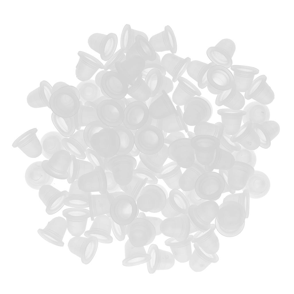 200pcs Microblading Pigment Cup Caps Silicone Ink Holder Tattoo Supply