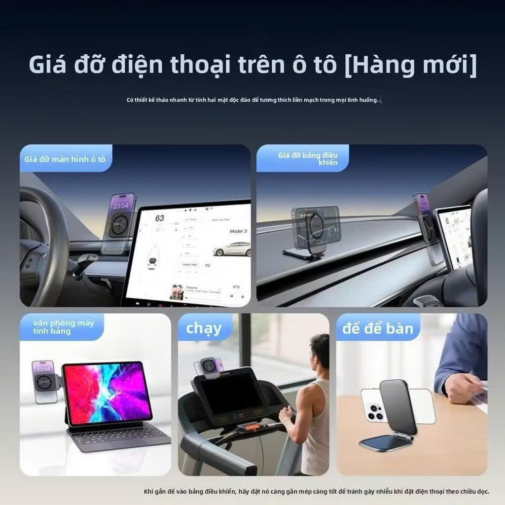 Giá đỡ điện thoại ô tô từ tính siêu mỏng, giá đỡ điện thoại nam châm siêu mạnh xoay 360 độ gấp gọn - Hàng chính hãng