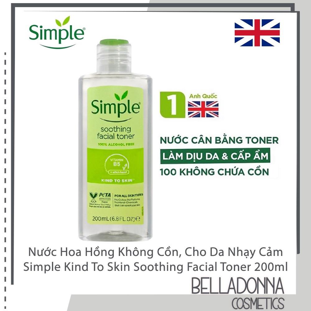 Nước Hoa Hồng Simple Kind To Skin Soothing Facial Toner 200ml - Mẫu Mới