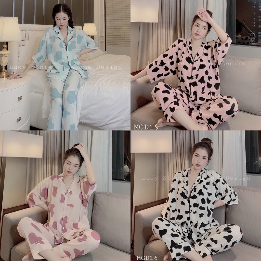 Pijama Lụa Bò Sữa Siêu Thoáng Mát Dịu Nhẹ Thời Trang Hàn Quốc Cực Hot Sang Chảnh
