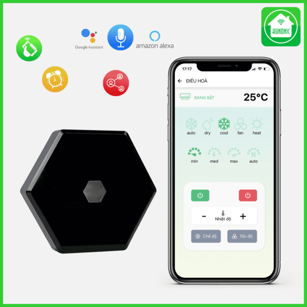 Bộ điều khiển Tivi, Điều hòa, Từ xa trên điện thoại, Hunonic Ir Smart Chính hãng