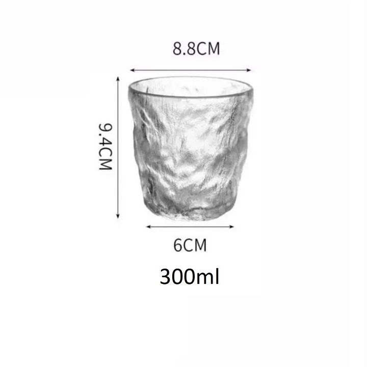 Bộ 6 Cốc Thủy Tinh decor chịu nhiệt vân nhám phong cách Hàn Quốc dung tích 290 ml cao cấp