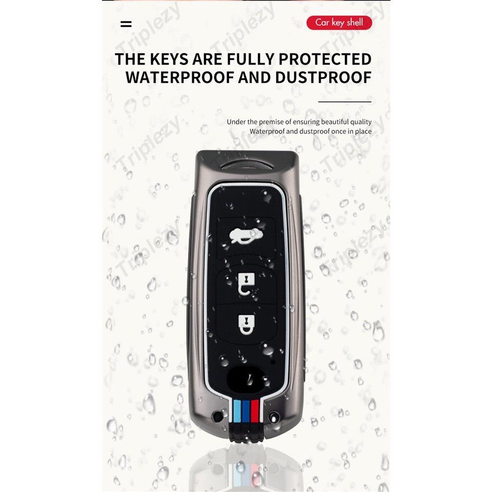 Ốp khóa kim loại bảo vệ chìa khóa xe ô tô Mazda 3 nút  CX5, Mazda 6 có vân thể thao phản quang -