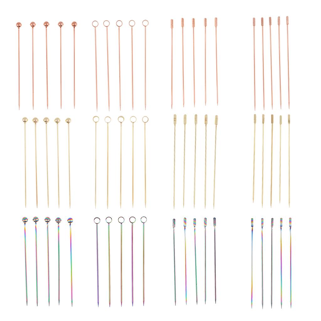 5Pcs/set Stainless Steel Cocktail Picks Cocktail Fruit Sticks Bar Tools for Bar Dringks Home Party Decor