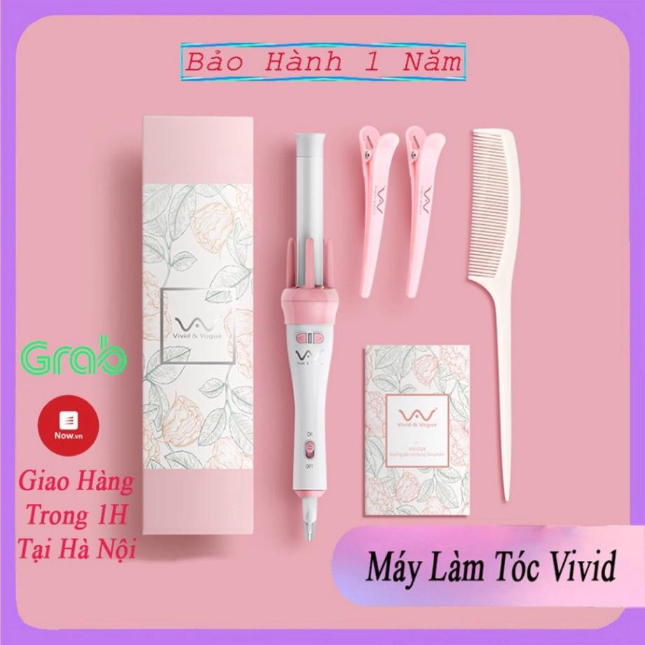 Máy uốn tóc xoăn mini 3 trục xoay tự động 360 độ VIVID &amp; VOGUE - Máy làm tóc 3 in 1 uốn, ép, xoăn, duỗi, làm gợn sóng