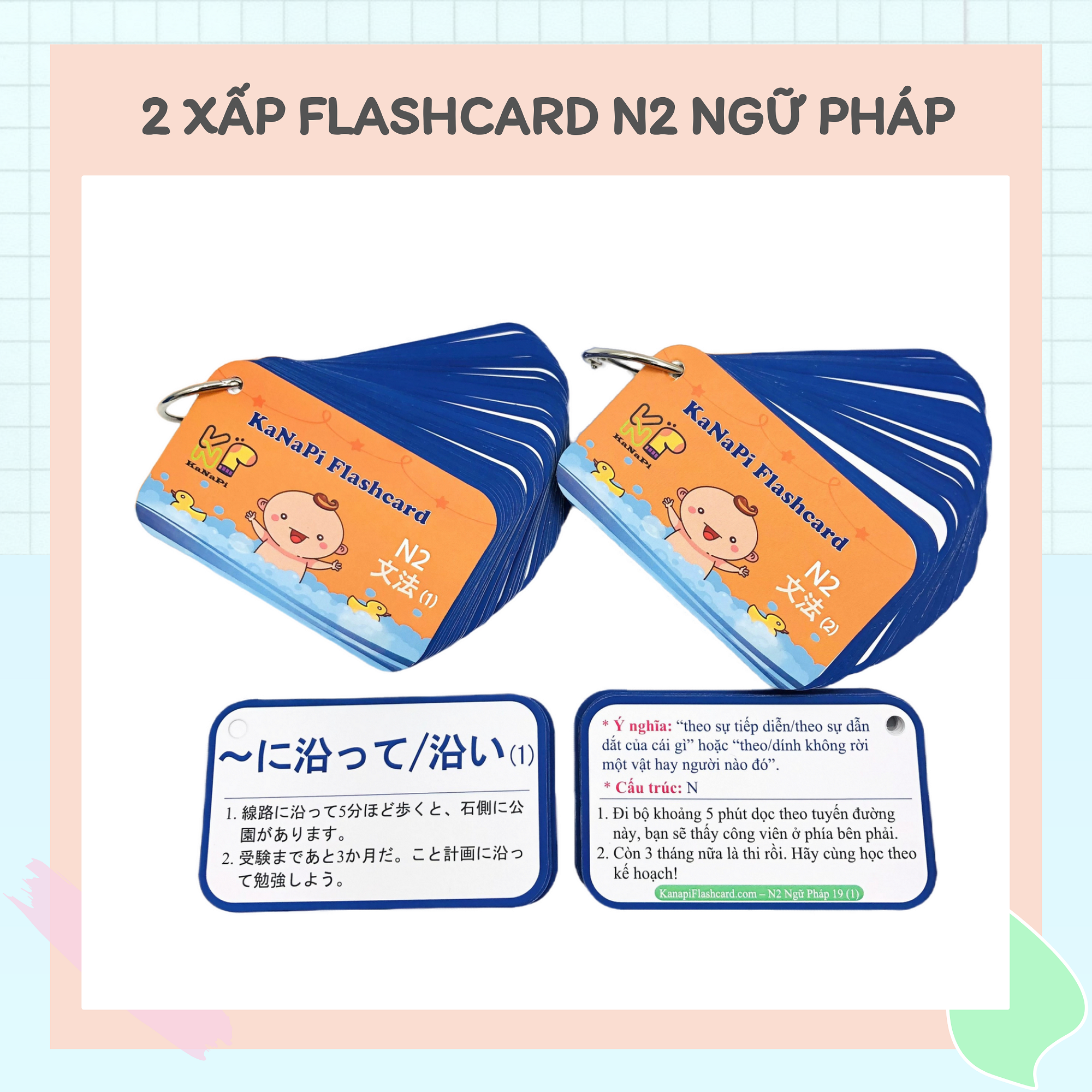 Flashcard N2 Ngữ Pháp (2 Xấp kèm khoen)