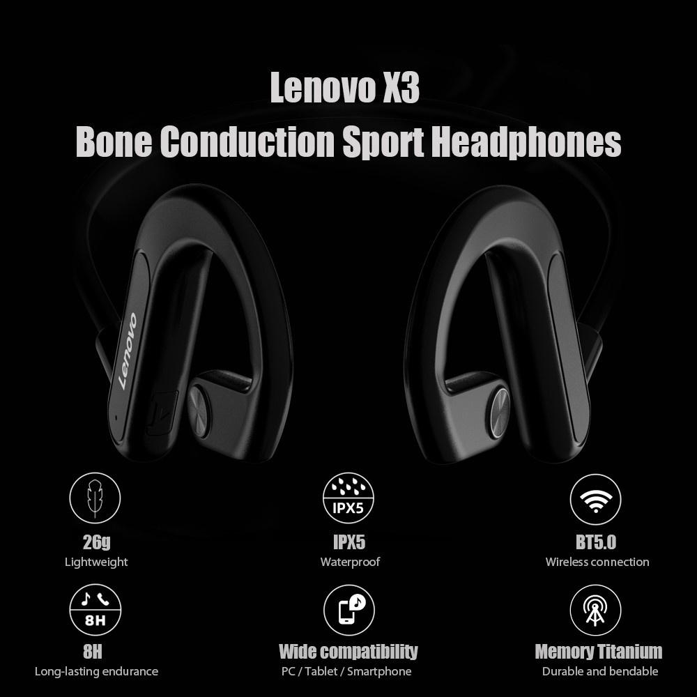 Tai nghe không dây Lenovo X3 truyền dẫn qua xương thiết kế phong cách mới 2021-Hàng chính hãng