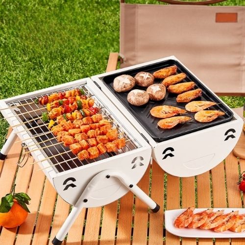 Lò nướng 2 mặt cao cấp Suncojia tặng dụng cụ hỗ trợ, giá nướng, vỉ nướng, có thể gấp gọn và di động
