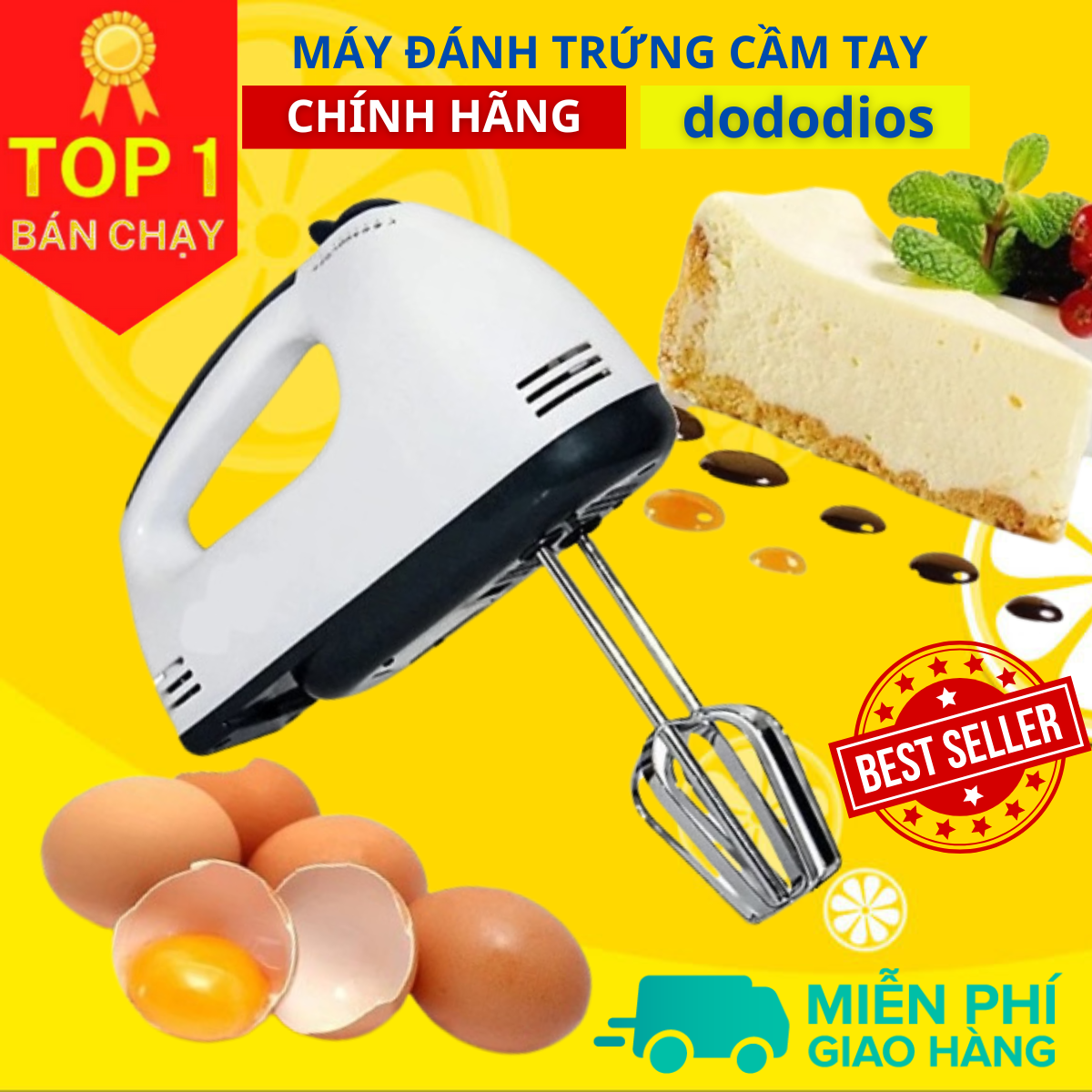 Máy đánh trứng kem bơ cầm tay 7 tốc độ, làm bánh GE-M01A 7 tốc độ - Thép không gỉ bền bỉ, Máy đánh trứng cầm tay 7 Tốc Độ EJM501DGRY - Hàng chính hãng DoDoDios