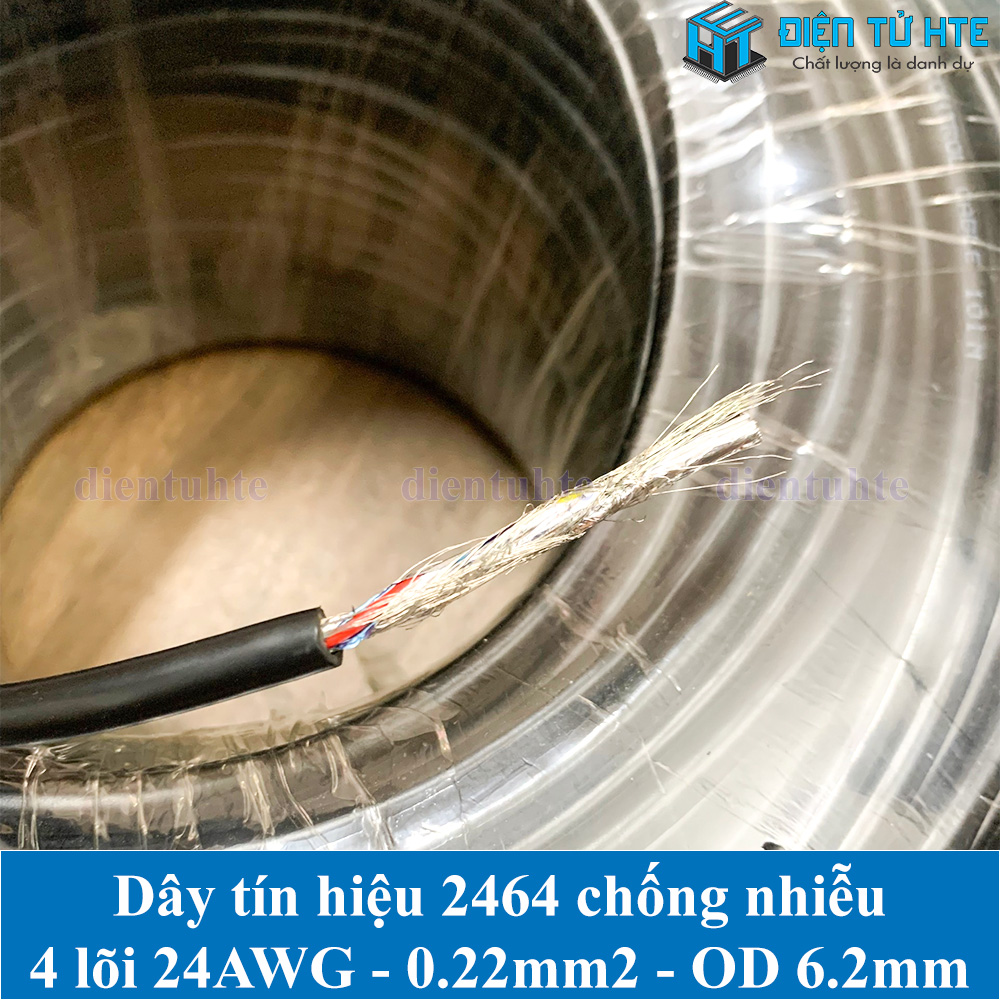 Dây tín hiệu 4 lõi chống nhiễu 2464 24AWG 0.22mm2 vỏ PVC OD 6.2mm (1 mét)