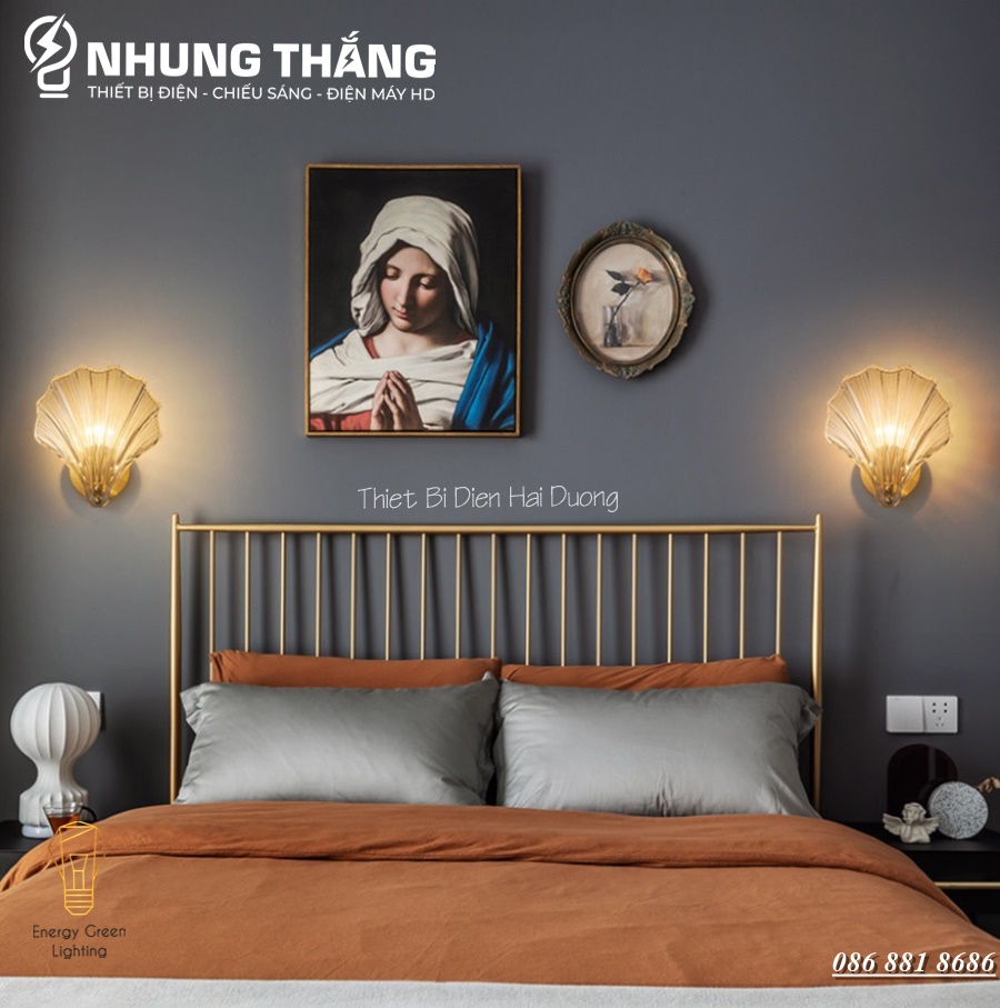 Đèn Tường Vỏ Sò DT-012 - Mặt Thủy Tinh Trắng Trong Suốt Cao Cấp - Decor Trang Trí - Sử Đụng Đui E14 - Bóng Bắp Ngô - Có Video