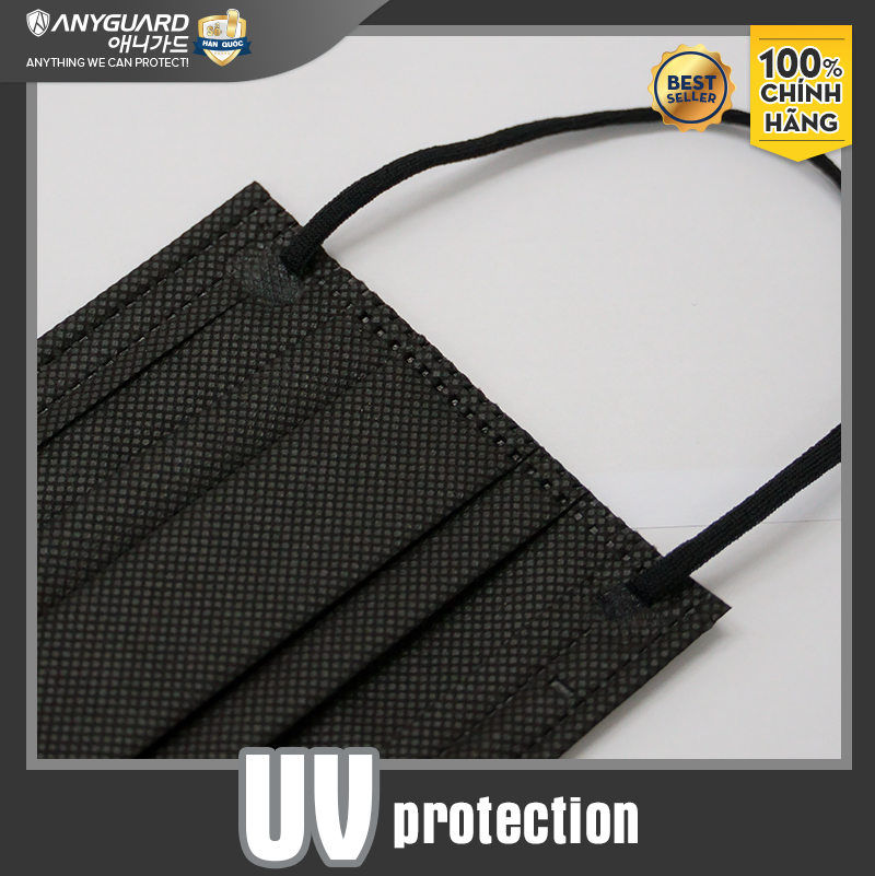 Khẩu Trang Anyguard Hàn Quốc 3 Lớp Màu Đen Chính Hãng - Lọc 99% Vi Khuẩn, UV Protection - Bảo Vệ Hằng Ngày - Tiêu Chuẩn Công Nghệ Hàn Quốc - ISO 9001:2015, ISO 13485:2016, QCVN 01:2017/BTC