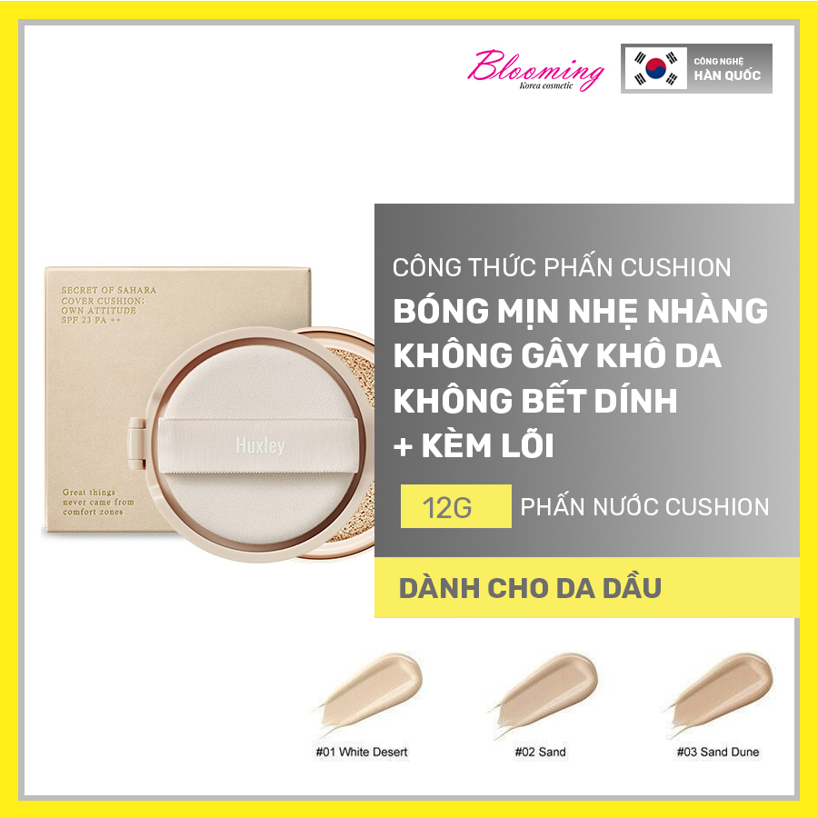 Phấn Nước Che Phủ Cao Huxley Cover Cushion Own Attitude SPF 23 PA++ 12g