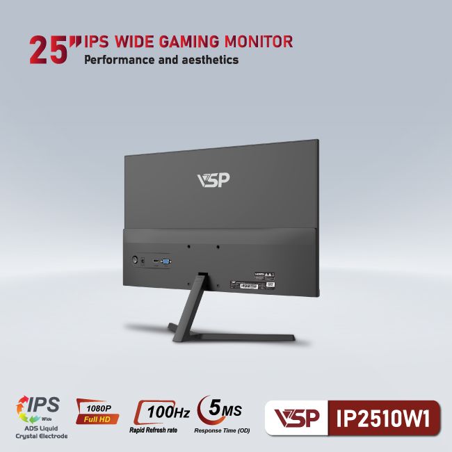 Màn hình máy tính 25inch VSP IP2510W1 (24.5&quot; IPS FHD 100Hz, HDMI+VGA) - Hàng chính hãng VSP phân phối