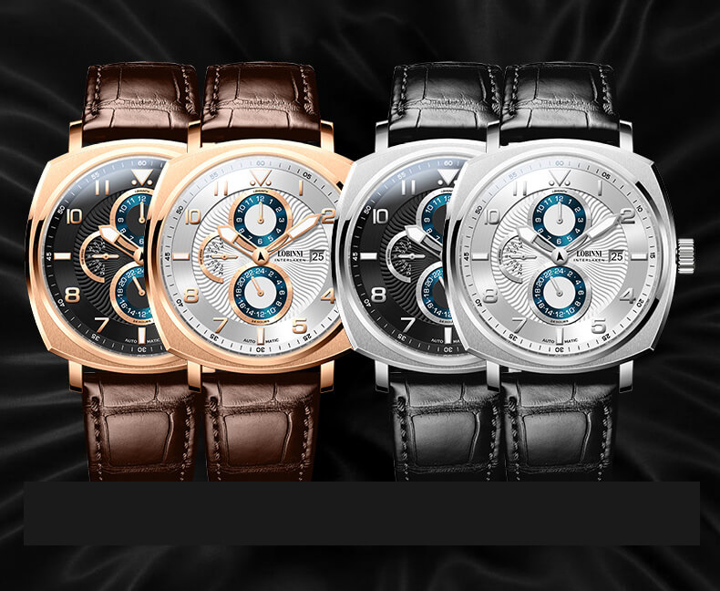 Đồng hồ nam chính hãng LOBINNI LB16053G-D2 hàng mới fullbox ,Kính sapphire,Chống nước 30m,BH 24 tháng,Đồng hồ cơ (Automatic),dây da