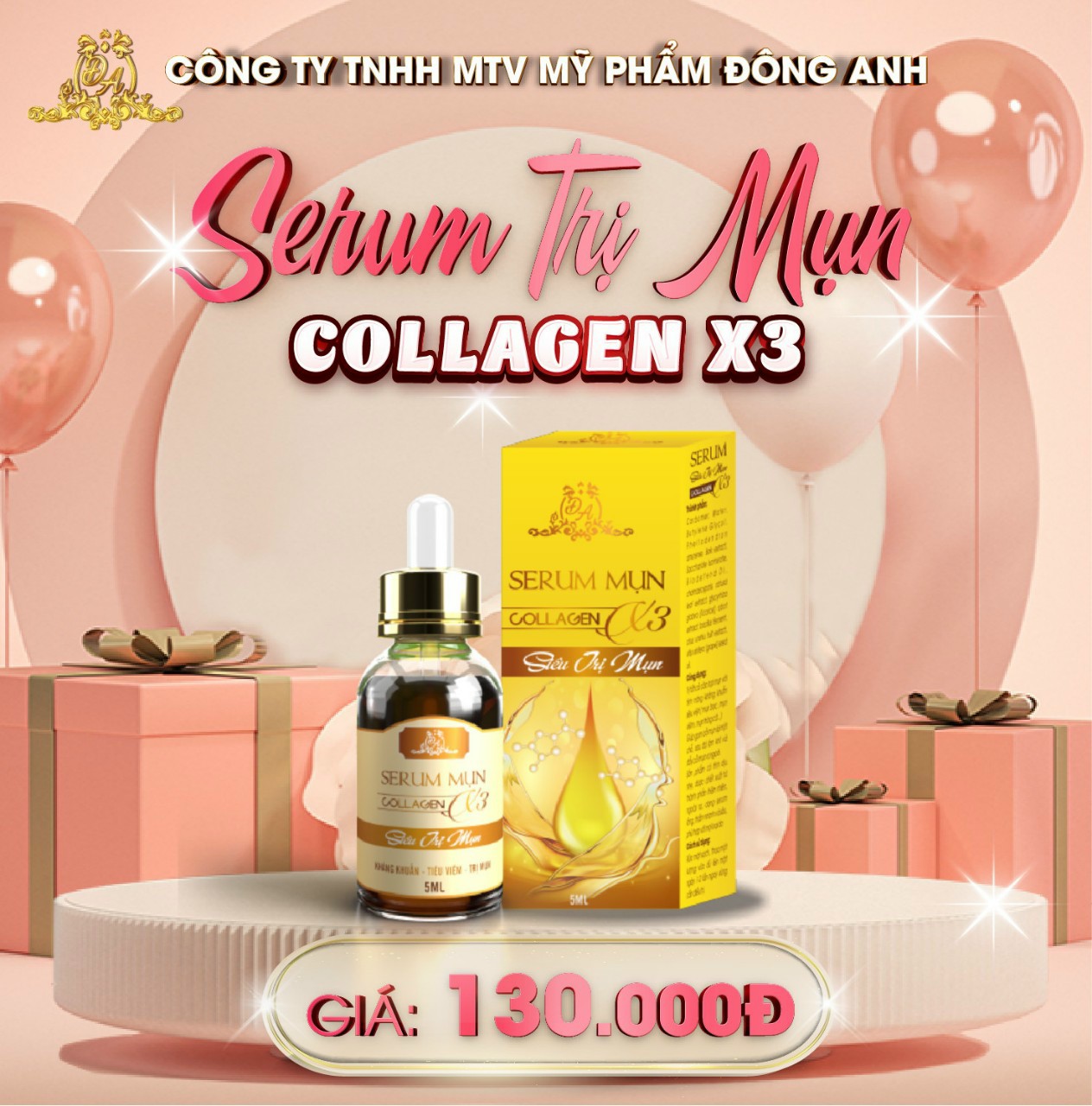 Serum Mụn Collagen X3 Serum Dưỡng Ẩm Kiểm Soát Dầu Nhờn Se Khít Lỗ Chân Lông Đông Anh Chính Hãng 5ml