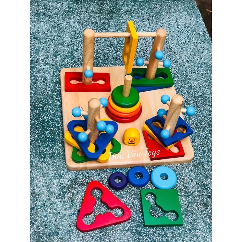 Đồ chơi gỗ cho bé học màu sắc, hình khối, khéo léo và kiên nhẫn - Đường luồn lý thú Winwintoys