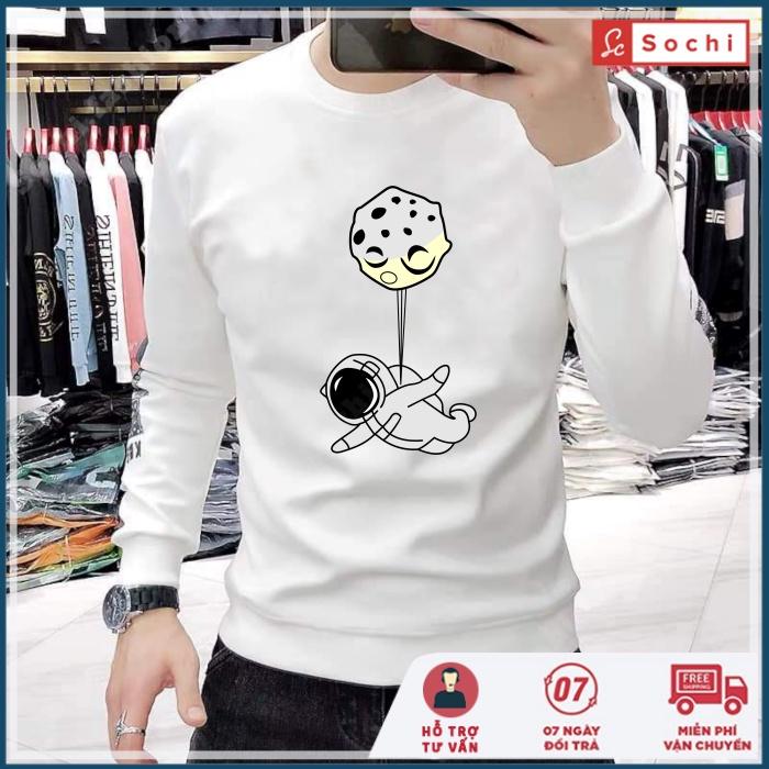 Áo nỉ nam cực hot , áo nam sweater cổ tròn lịch lãm mềm mịn in NASA Bay mã SW900