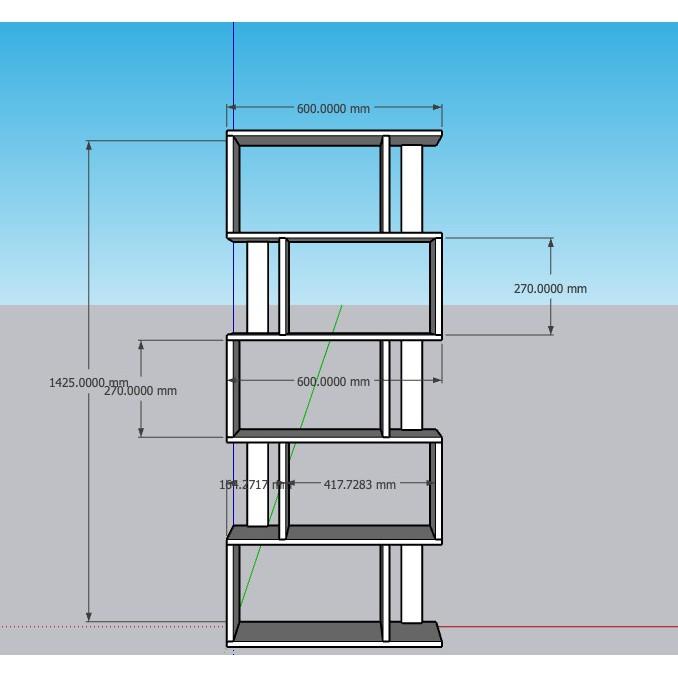 Kệ sách, Kệ trang trí để sàn 3 tầng thiết kế nhỏ gọn, hiện đại họa tiết vân gỗ FNL-6689.1