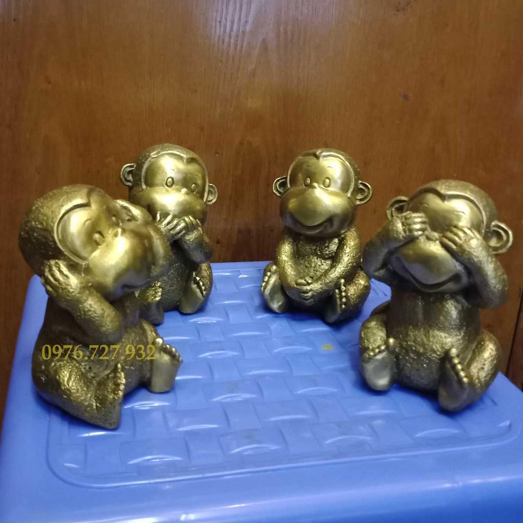 Bộ tượn 4 con khỉ cao 10cm, tứ đại giai không, tượng 4 không
