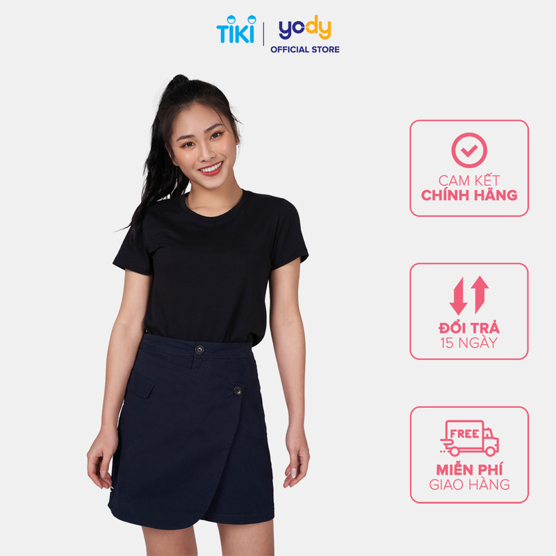 Áo thun trơn nữ YODY cổ tròn, phông tay ngắn chất vải cotton co giãn 6 màu basic TSN5302