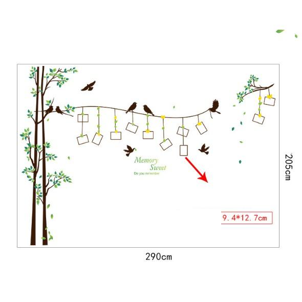 Decal trang trí tường - Thân Cây mỏng Khung Hình lá vàng
