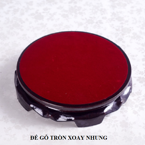 Đế gỗ kê Tròn lót Nhung đỏ KHÔNG XOAY