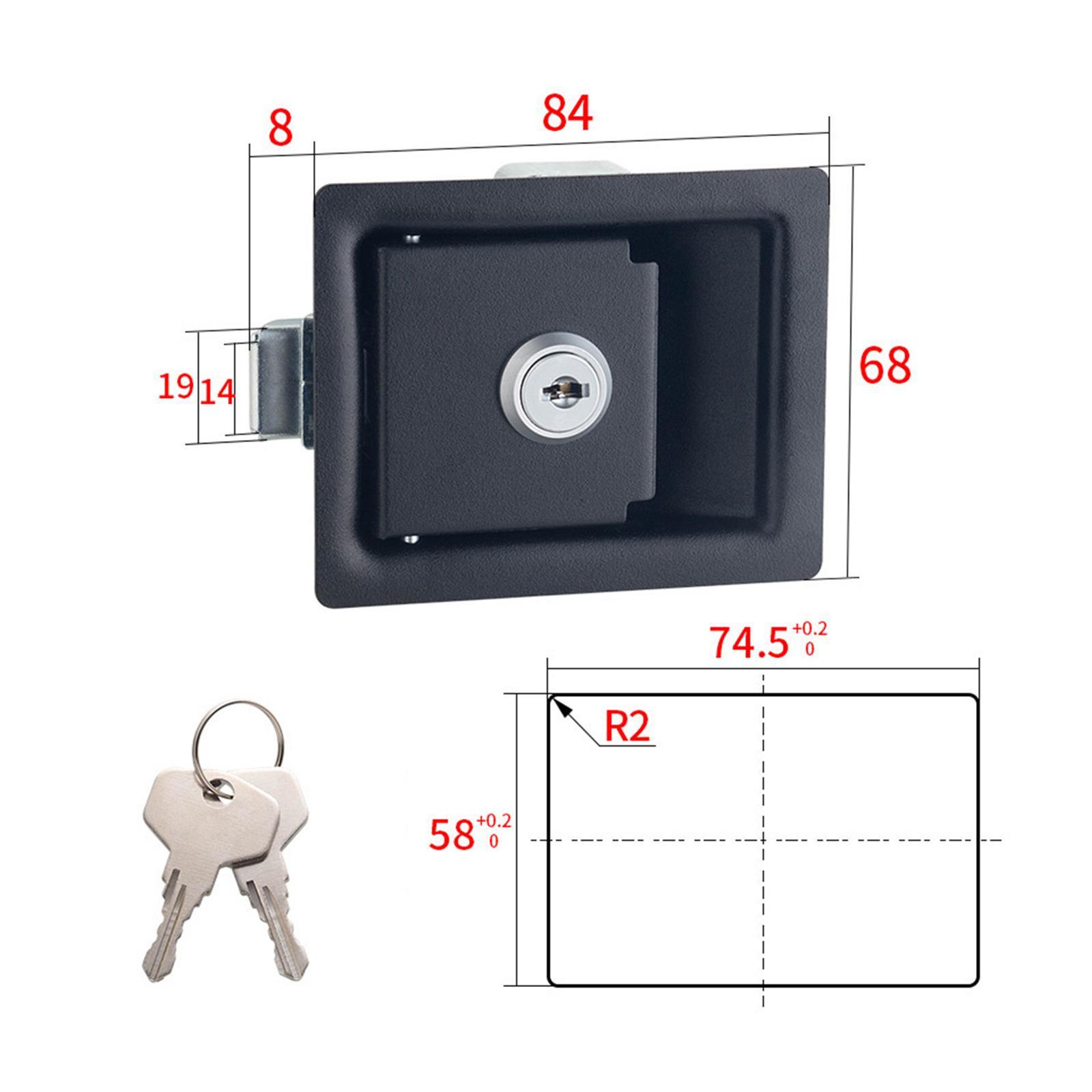 Travel Trailer Lock, Stainless Steel Flush Mount Handle Latch Door Lock for Trucks, Tool Boxes, with 2 Keys