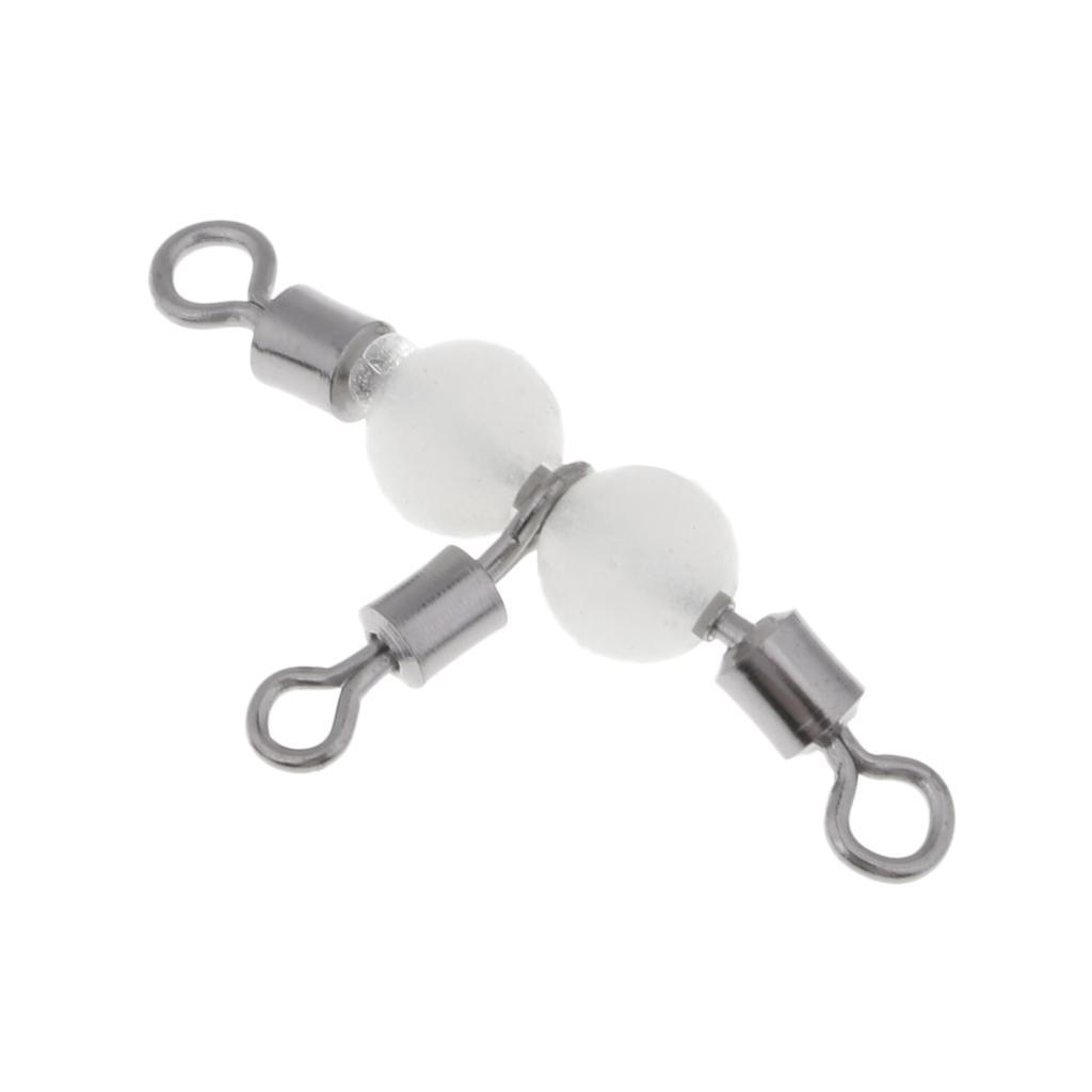 20pcs Luminous 3 Way Swivels Connectors T-Turn Swivels Freshwater Saltwater