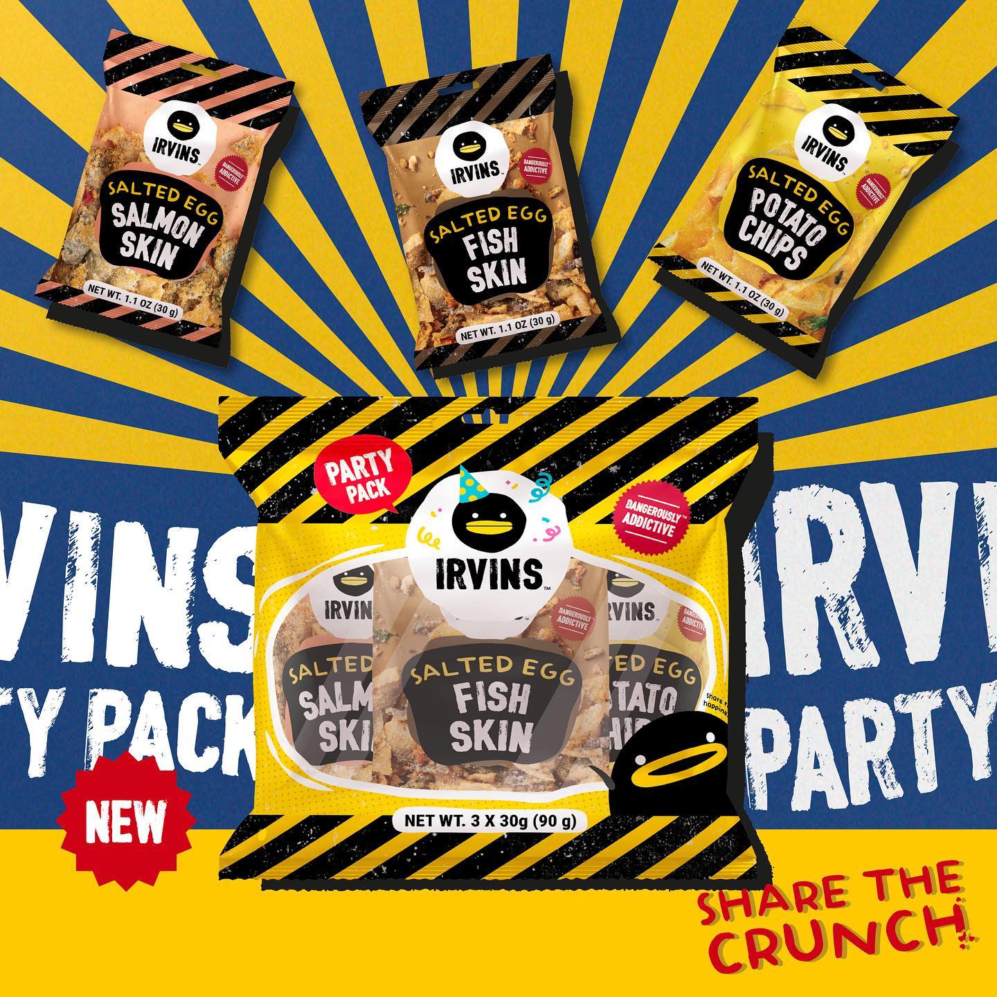 IRVINS Party Pack 3x30g - Bộ 3 sản phẩm Da cá, da cá hồi, khoai tây 30g