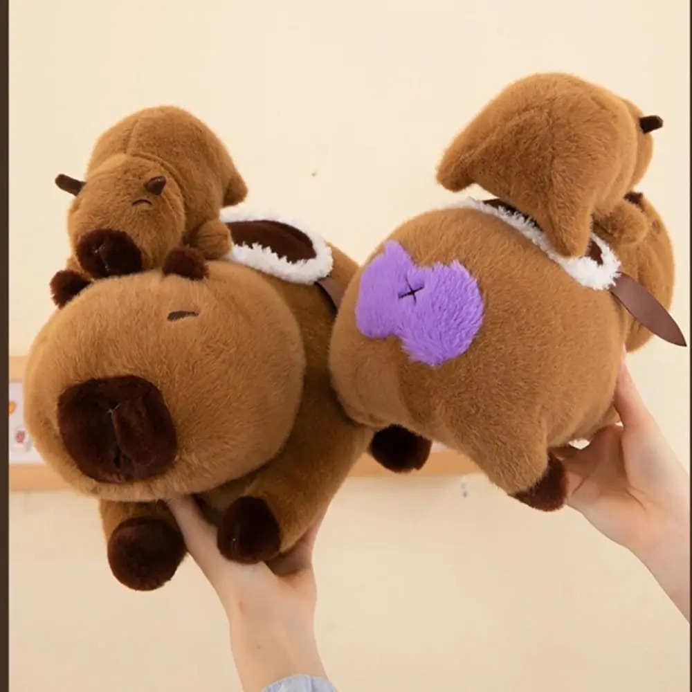 Thú nhồi bông capybara mẹ cõng con đáng yêu - Size từ 30cm đến 50cm - Móc khoá gấu bông Capybara