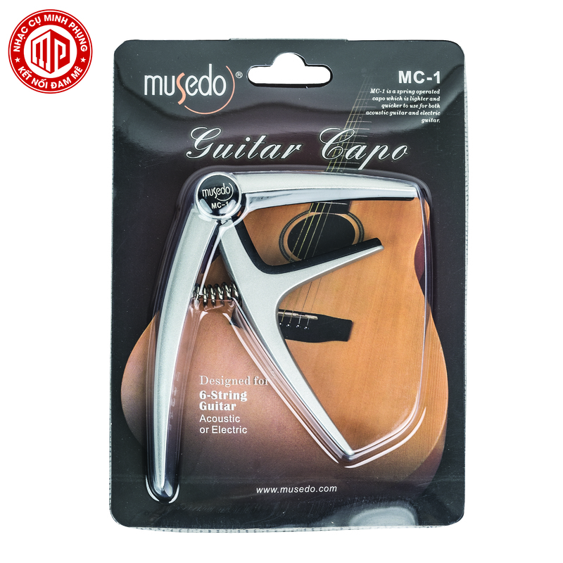 Capo Guitar cao cấp - Musedo MC-1 (MC1) - Dành cho đàn Guitar Acoustic, Classic - Màu bạc/ Silver - Hàng chính hãng