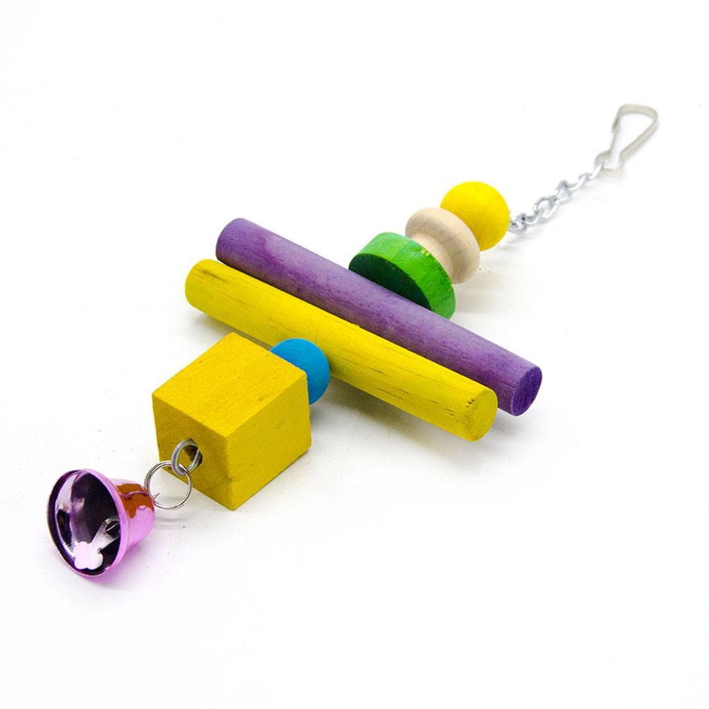Natural Wooden Colorful Hanging Bird Chewing Toy Large Medium Parrot Cage Bite