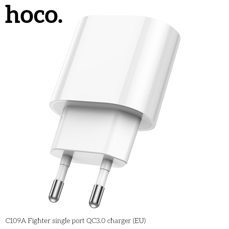 Hình ảnh Cóc Sạc Nhanh Dành Cho Hoco C109A 18W Qc3.0 Chân Cắm Eu 1 Cổng Usb Hàng Chính Hãng