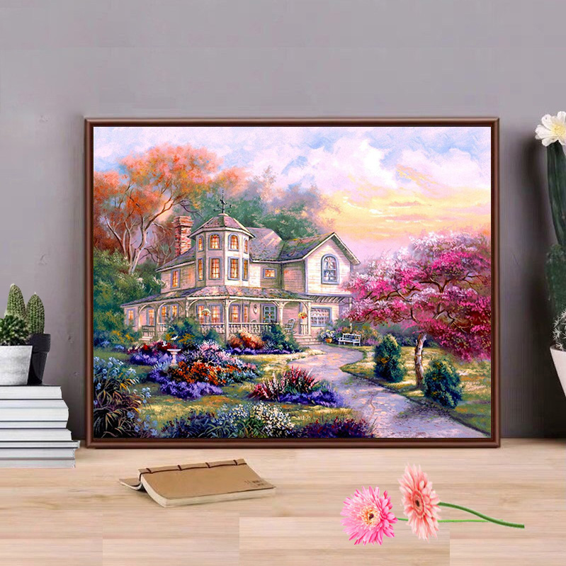 Tranh sơn dầu số hoá tự tô đã căn sẵn khung 50x40 cm (painting by number) - Colorful Homestay