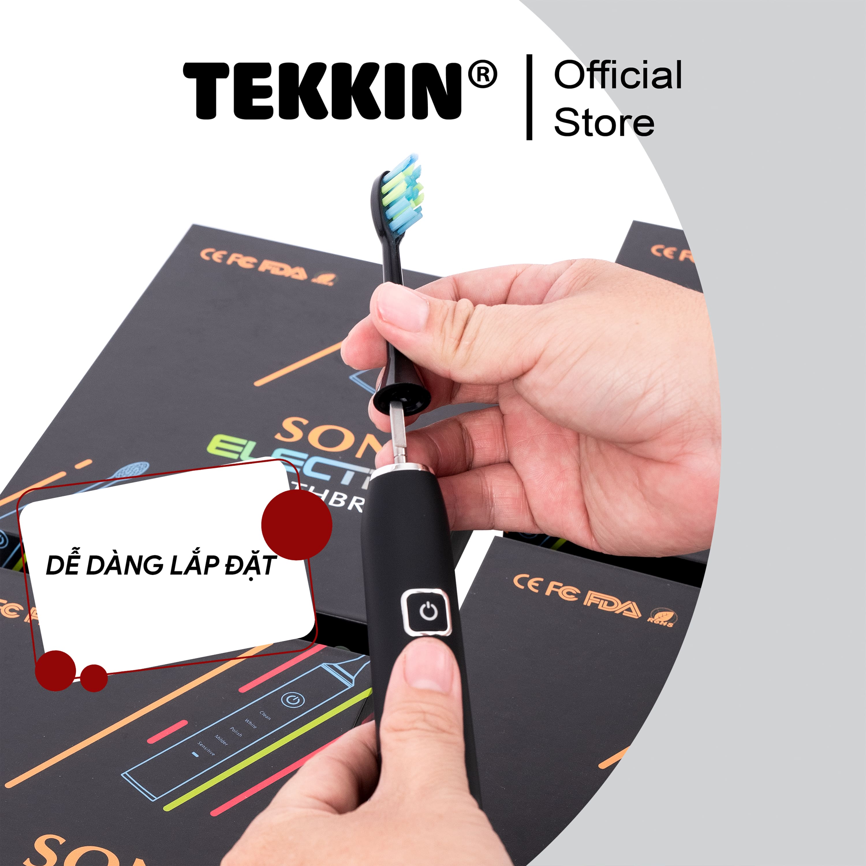 Bàn chải đánh răng điện TEKKIN SONIC TI-818 5 chế độ - Hàng chính hãng