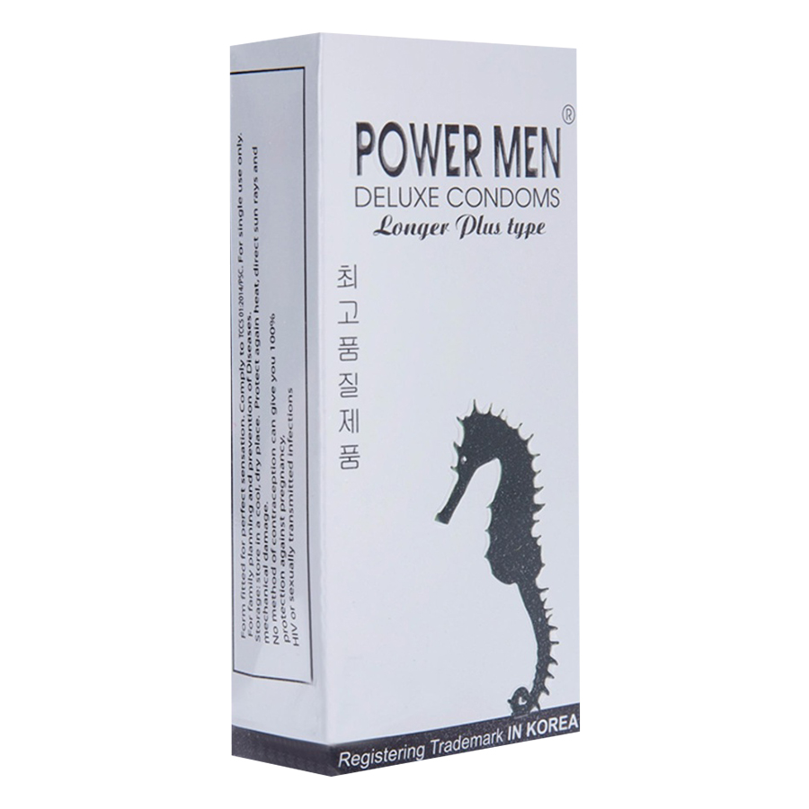 Bao Cao Su Powermen Longer Plus Cá Ngựa Bạc (Hộp 12 Cái)