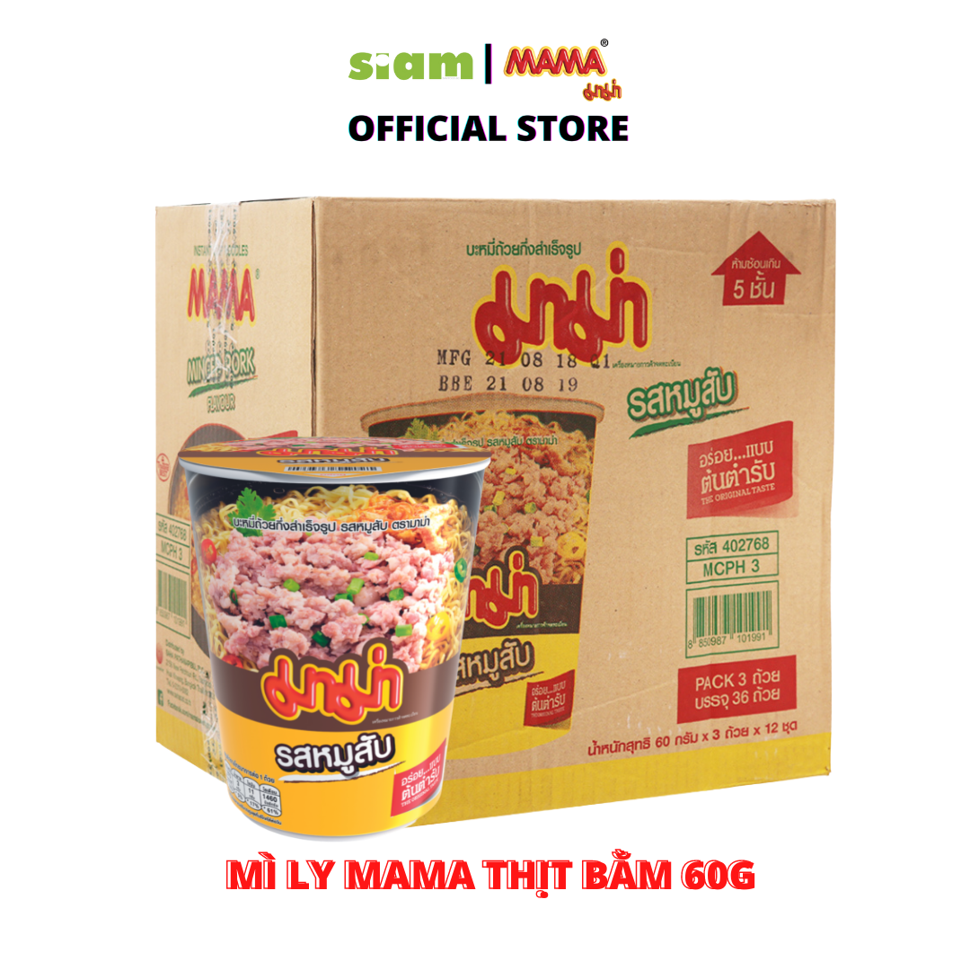 THÙNG 36 LY - MÌ THÁI MAMA HƯƠNG THỊT BẰM 60G