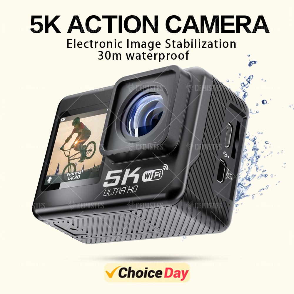 Cerastes 5K WiFi Camera hành động chống lắc 4K Màn hình kép hai mặt