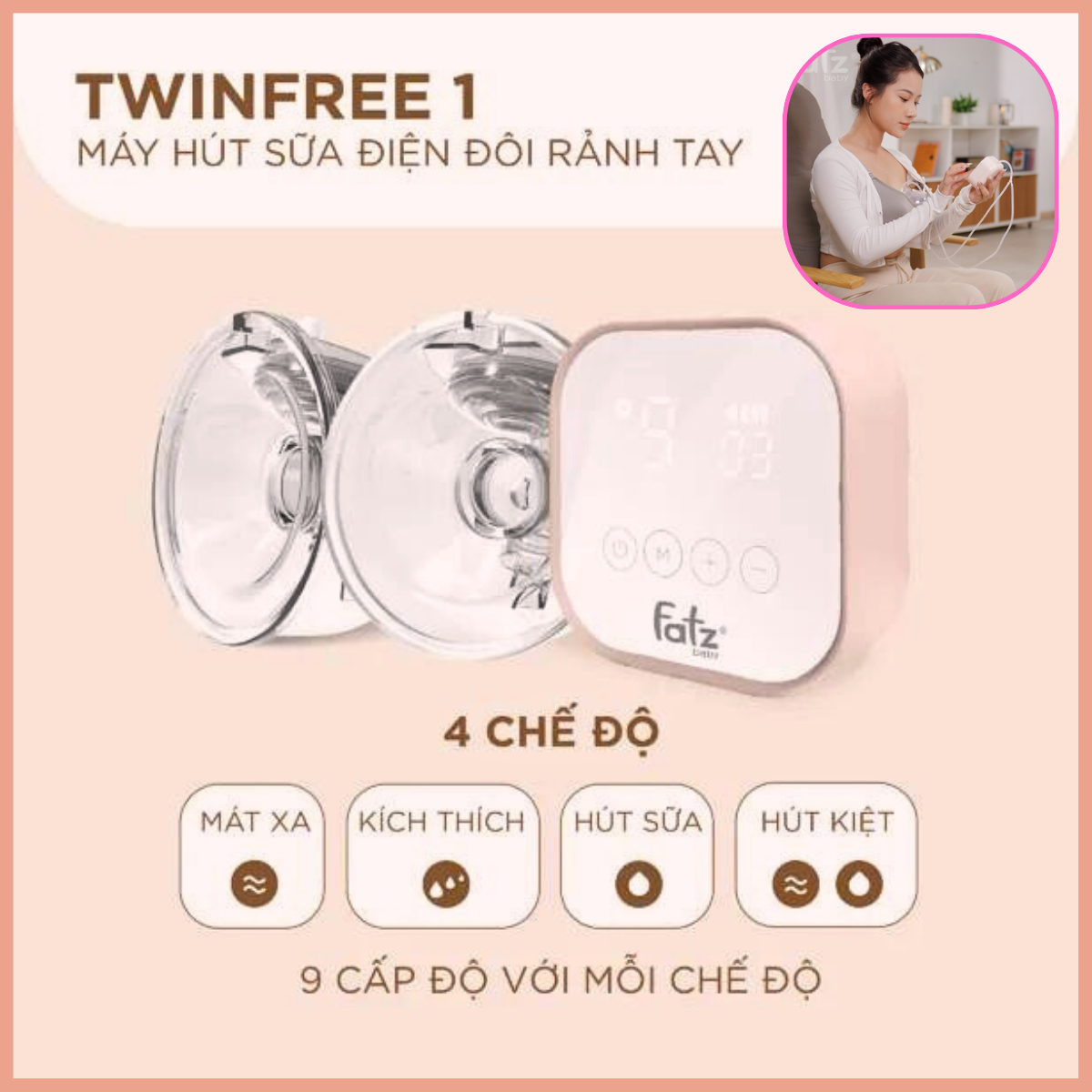 MÁY HÚT SỮA ĐIỆN ĐÔI RẢNH TAY – TWINFREE 1 – FB1301TG