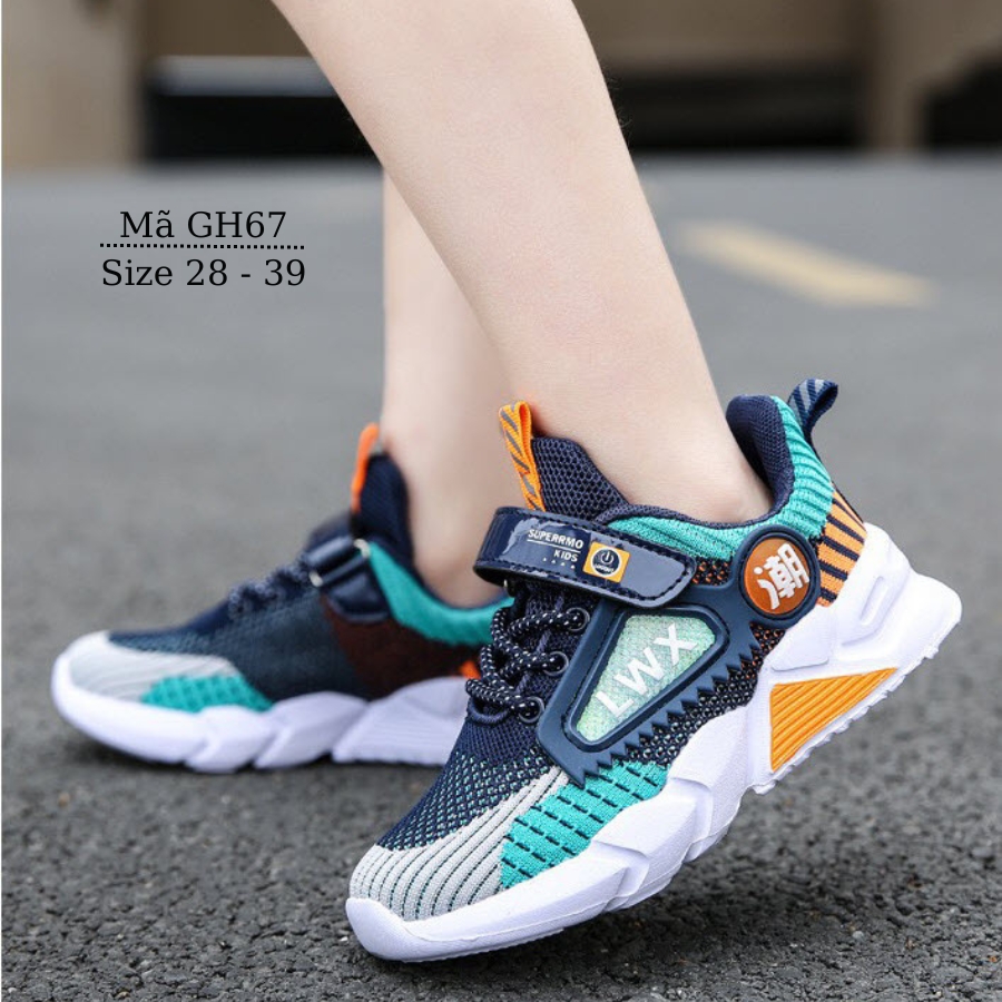 Giày thể thao bé trai 4 - 12 tuổi đi học chạy bộ êm nhẹ kháng khuẩn mang mùa hè phù hợp trẻ em nam phong cách Hàn Quốc NHÍM SHOP GH67