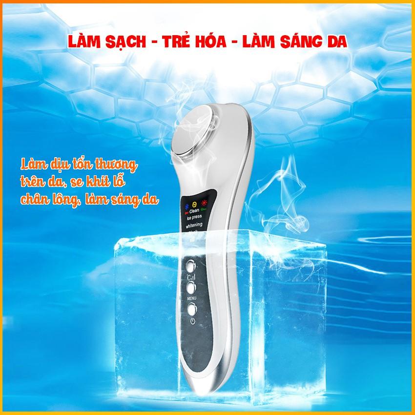 Máy massage mặt nóng lạnh cao cấp - Máy massage cầm tay 06 chế độ - HDSD Tiếng Việt - BH 3 tháng Kaizo Mart