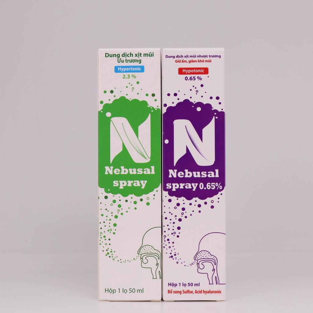 Combo Xịt Mũi Nebusal 2.3% và Nebusal 0.65% Giảm Nghẹt Mũi, Sổ Mũi + Dưỡng ẩm và Phục hồi mũi viêm