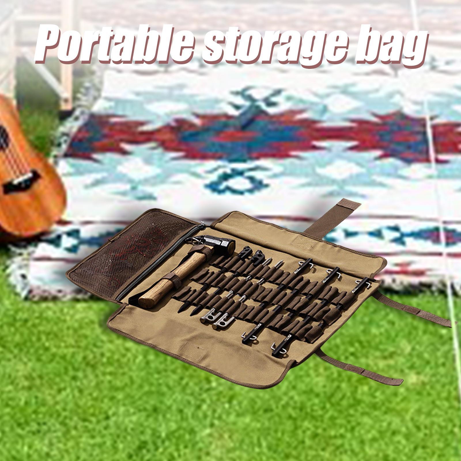Tent Stake Bag Tent Pegs Pouch Holder Multifunctional Portable Tent Nail Hammer Bag