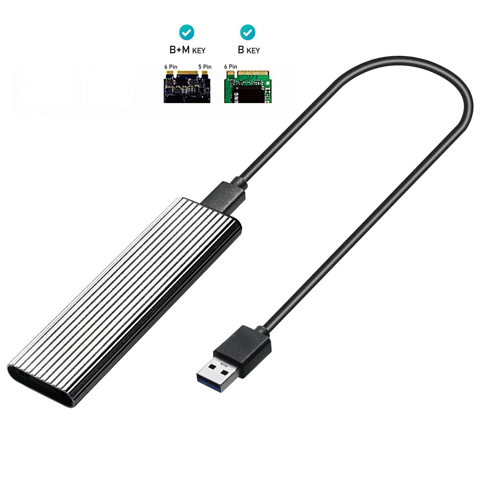 2x USB 3.0 to NGFF M.2 B Key SSD External Enclosure Case Cover Adapter.