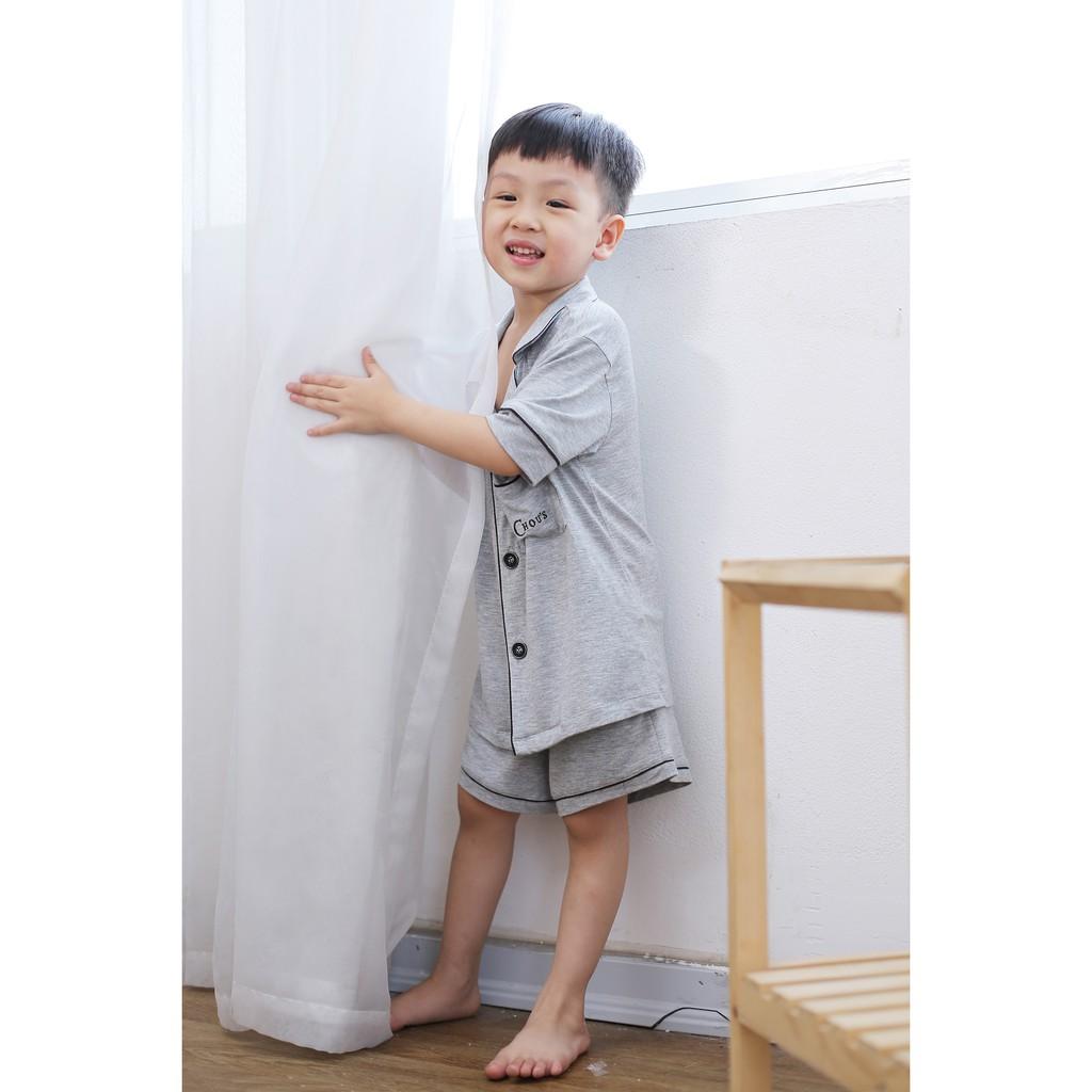 Pyjama baby cộc tay vải bamboo cao cấp Chou's - màu xanh navy